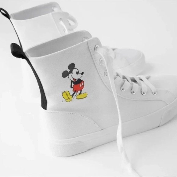 Zara Disney Mickey Mouse High Top Canvas Sneakers In Pristine Condition 37 size - Picture 1 of 7